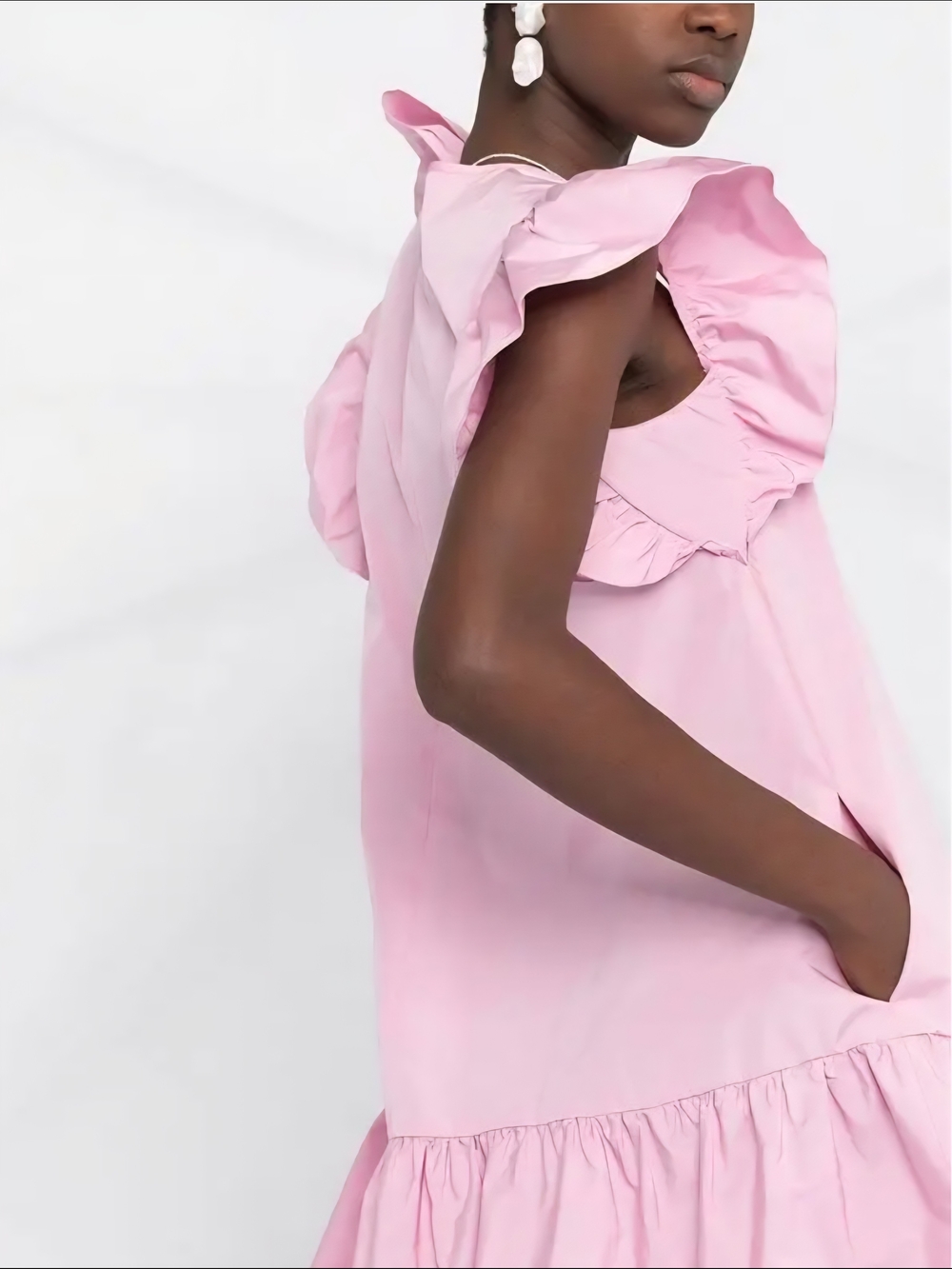 RED Valentino Pink Taffeta Bow Ruffle Mini Dress IT40 Small - Picture 4 of 15
